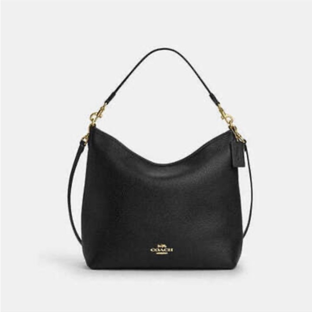 Coach Large Laurel Pebble Leather Shoulder Bag NWT (Black)